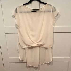 Zara off-white/cream colored high/low blouse